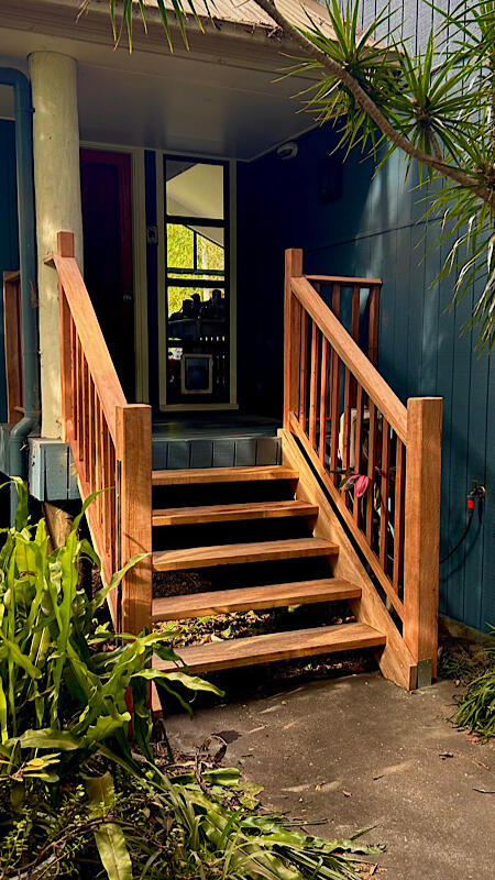 Recycled hardwood staircase